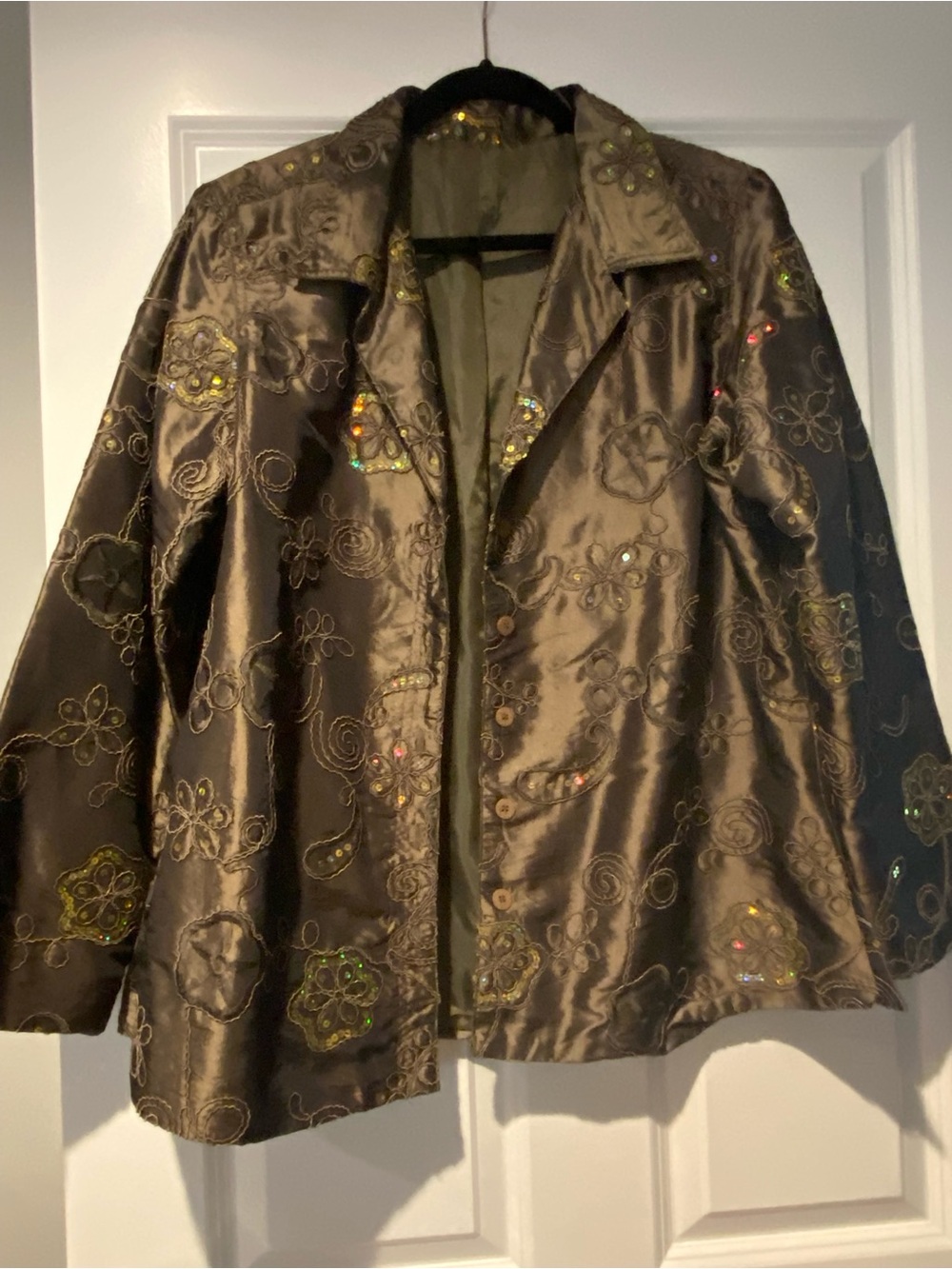 Vintage Embellished Olive Brown Women's Jacket May fir SzXL
